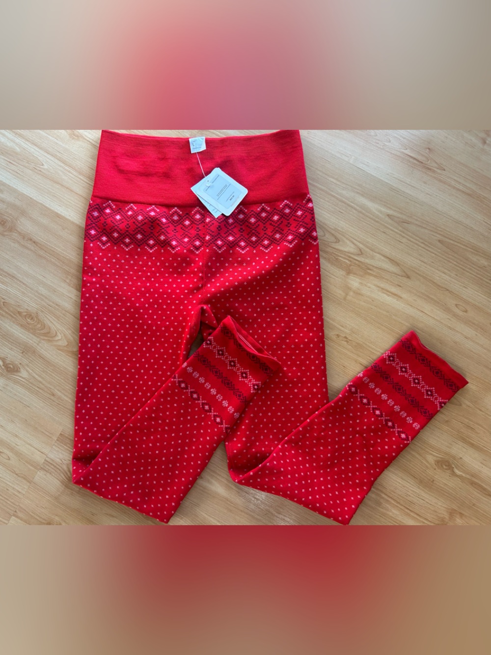 Fabletics red holiday inspired leggings